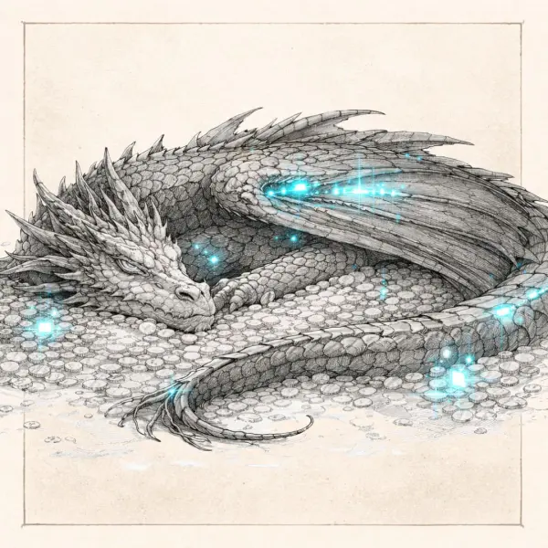 Smaug, el drac d'El Hòbbit, sobre el seu tresor